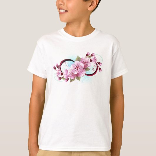 Infinity met Sakura Blossom Flowers T-shirt (Voorkant)