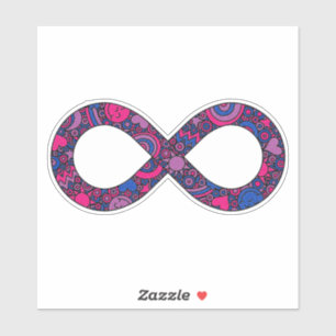 Infinity Neurodiverse Doodle Biseksuele Pride Vlag Sticker