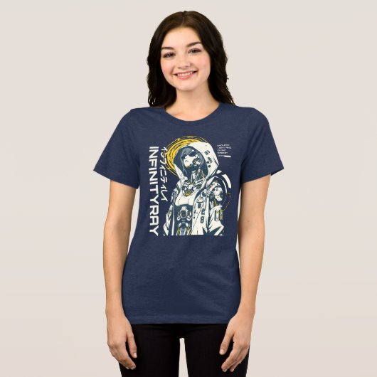 Infinity Ray – Cyberpunk Android Anime Tri-Blend Shirt (Voorkant volledig)