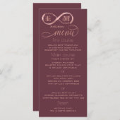 Infinity roos Gold romantic monogram calligraphy Menu (Voorkant / Achterkant)