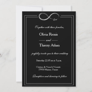 Infinity Sign Black en White Unique Chic Wedding Kaart