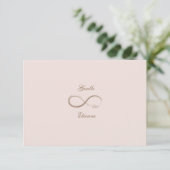 Infinity Sign Blush Pink Custom Name Weddenschap R Kaart (Staand voorkant)