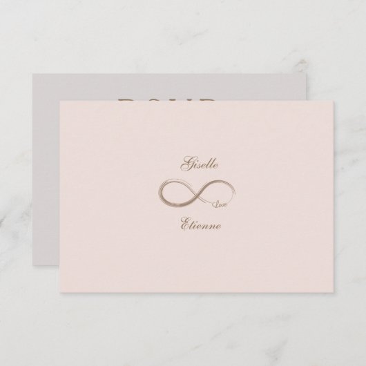 Infinity Sign Blush Pink Custom Name Weddenschap R Kaart (Voorkant / Achterkant)