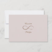 Infinity Sign Dusty Pink Grey Gold Wedding RSVP Kaart (Voorkant)