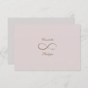 Infinity Sign Dusty Pink Grey Gold Wedding RSVP Kaart