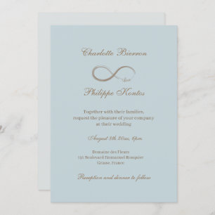 Infinity Sign Stusty Blue Grey Gold Elegant Weddin Kaart