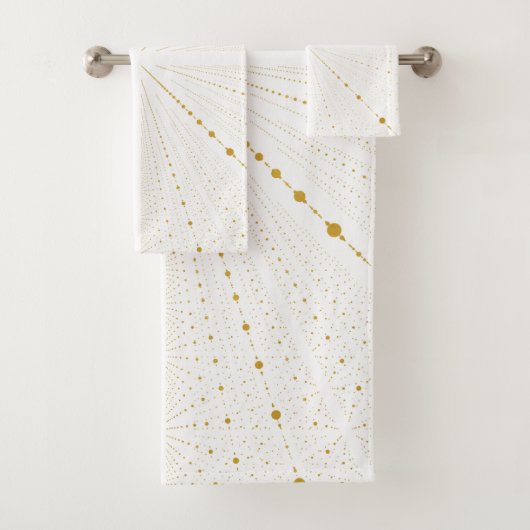 Infinity Space Stippen 2 - White en Gold- Bad Handdoek (Insitu)