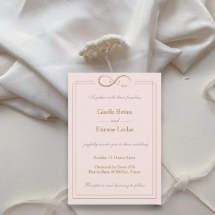Infinity Symbol Blush Pink Grey Wedding Kaart