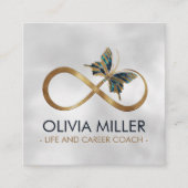 Infinity Symbol Butterfly Gold en Abalone Shell Vierkante Visitekaartje (Voorkant)