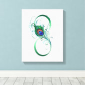 Infinity Symbol with Peacock Feather Canvas Afdruk (Insitu (Houten vloer))