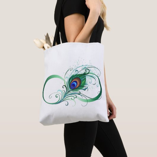 Infinity Symbol with Peacock Feather Draagtas (Dichtbij)