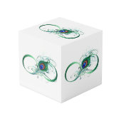 Infinity Symbol with Peacock Feather Kubus (Voorkant hoekig)