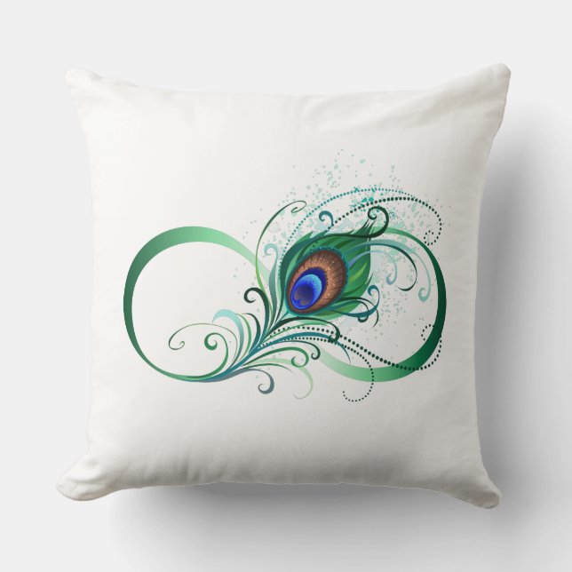 Infinity Symbol with Peacock Feather Kussen (Voorkant)