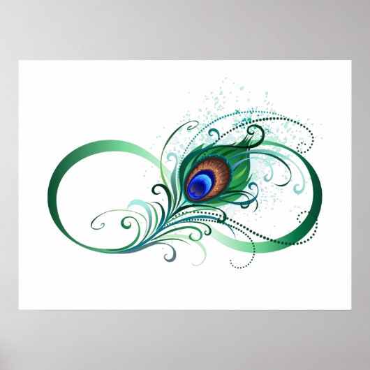 Infinity Symbol with Peacock Feather Poster (Voorkant)