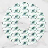 Infinity Symbol with Peacock Feather Wijnglaslabel (Achterkant)