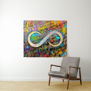 Infinity symbool Autisme Bewustmaking Neurodiver Wandkleed