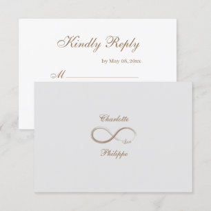 Infinity symbool Gold White Gray Wedding RSVP Kaart
