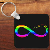 Infinity Symbool LHBT Gay Pride Rainbow Black Sleutelhanger (Voorkant)