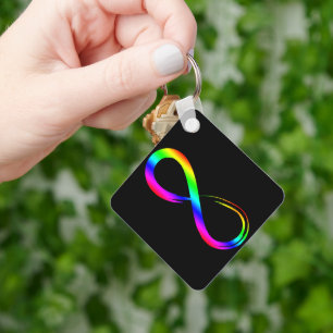 Infinity Symbool LHBT Gay Pride Rainbow Black Sleutelhanger