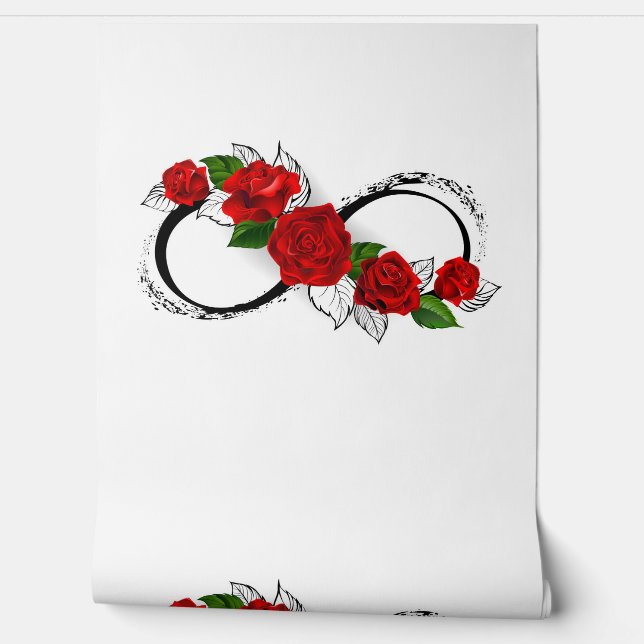 Infinity Symbool met Rode Rozen Behang (Afrollen)