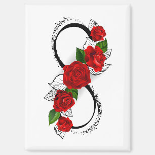 Infinity Symbool met Rode Rozen Magneet