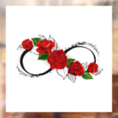 Infinity Symbool met Rode Rozen Raamsticker (Vel 2)