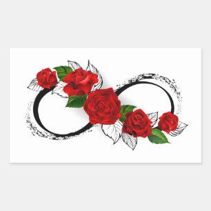 Infinity Symbool met Rode Rozen Rechthoekige Sticker