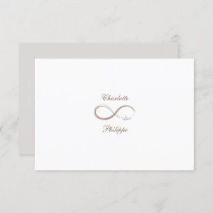 Infinity symbool White Grey Gold Wedding RSVP Kaart