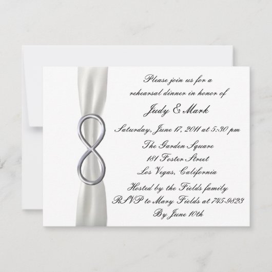 Infinity White Mariage Reply Dîner Invitation (Devant)