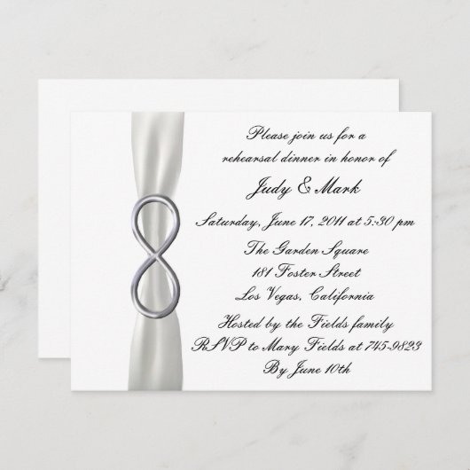 Infinity White Mariage Reply Dîner Invitation (Devant / Derrière)