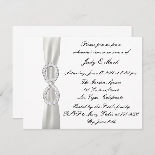 Infinity White Mariage Reply Dîner Invitation (Devant / Derrière)