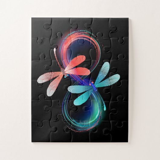 Infinity with glowing dragonflies legpuzzel (Verticaal)