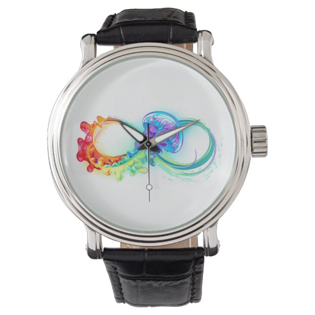 Infinity with Rainbow Jellyfish Horloge (Voorkant)