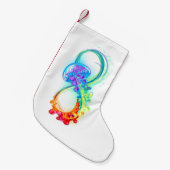 Infinity with Rainbow Jellyfish Kleine Kerstsok (Voorkant (Hangend))