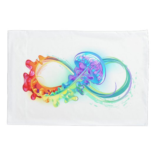 Infinity with Rainbow Jellyfish Kussensloop (Achterkant)