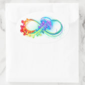 Infinity with Rainbow Jellyfish Ovale Sticker (Tas)