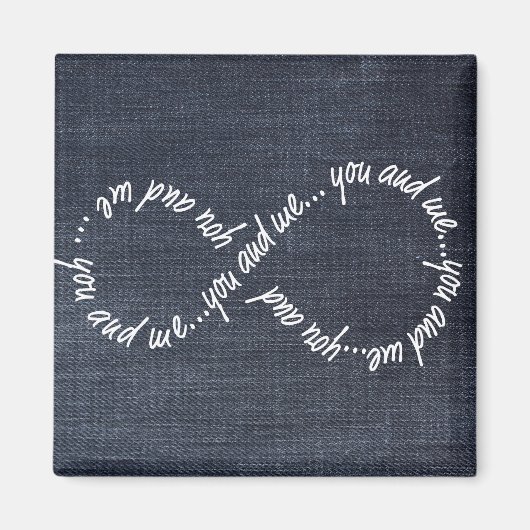 Infinity You and Me Denim Jeans Square Magnet Magneet (Voorkant)