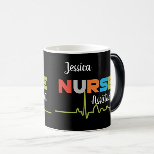 Infirmière Adjoint Awesome Fun Lettres Mug Noir (Devant droit)