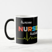 Infirmière Adjoint Awesome Fun Lettres Mug Noir (Gauche)