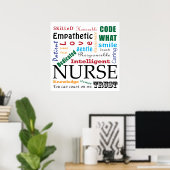 INFIRMIÈRE AFFICHE MOTS D'ART DÉCRIRE INFIRMIÈRES  (Bureau à domicile)