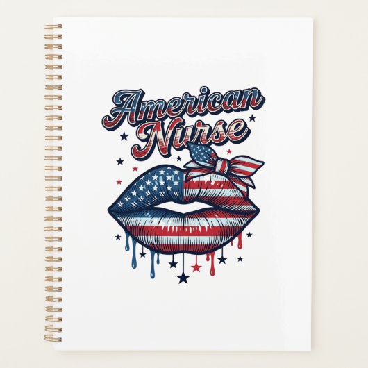 Infirmière Américaine Lips Patriotic Vector Design (Devant)