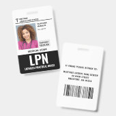 Infirmière autorisée IDE Photo d'identité Badge (Avant & arrière)