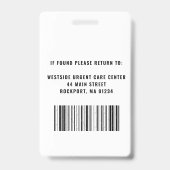 Infirmière autorisée IDE Photo d'identité Badge (Arrière)