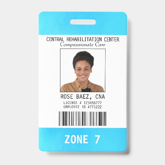 Infirmière bleu blanc Aide AIIC Photo ID Nom Badge (Avant)