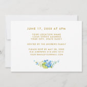 Infirmière Blue Floral Gold Invitation (Dos)