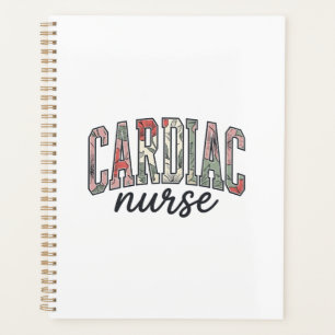 Infirmière cardiaque à motif floral et lettrage un
