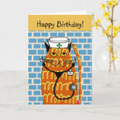 Infirmière Carte d'anniversaire Whimsical Chat Inf (Fleur jaune)