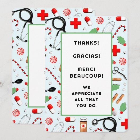 Infirmière Carte de fin de année de Noël (Devant / Derrière)