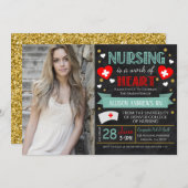 Infirmière Célébration de la graduation Invitation (Devant / Derrière)