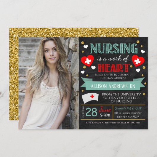 Infirmière Célébration de la graduation Invitation (Devant / Derrière)